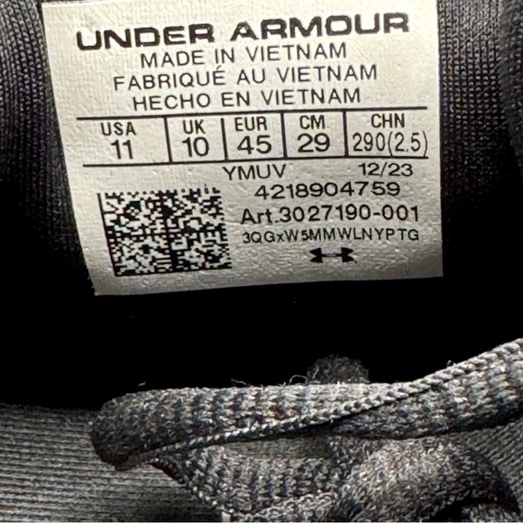 Under Armour HOVR Infinite Pro Men’s 11 Black White Running Shoes Athletic - Picture 13 of 14